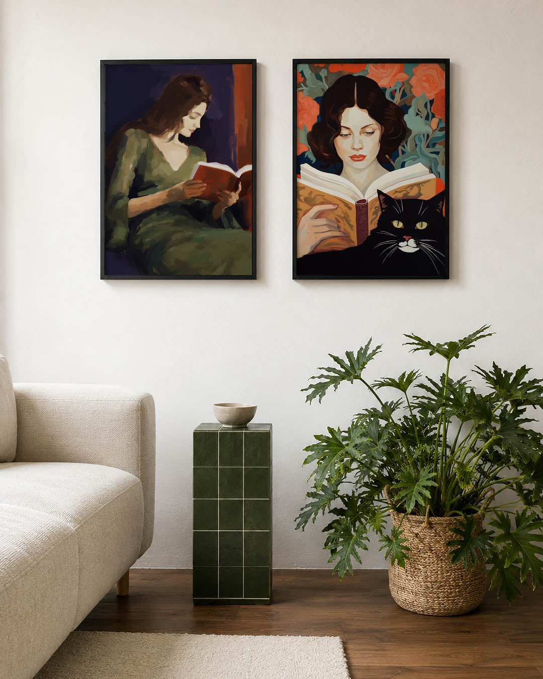 Lezende vrouw Posterset
