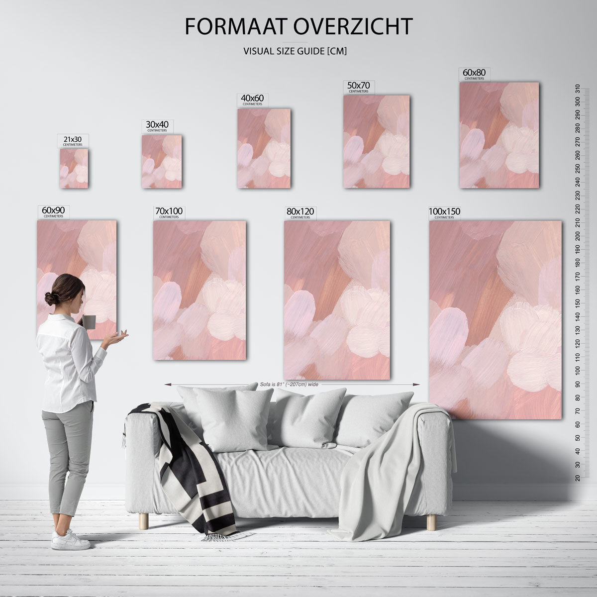 Abstracte roze penseelstreken Poster