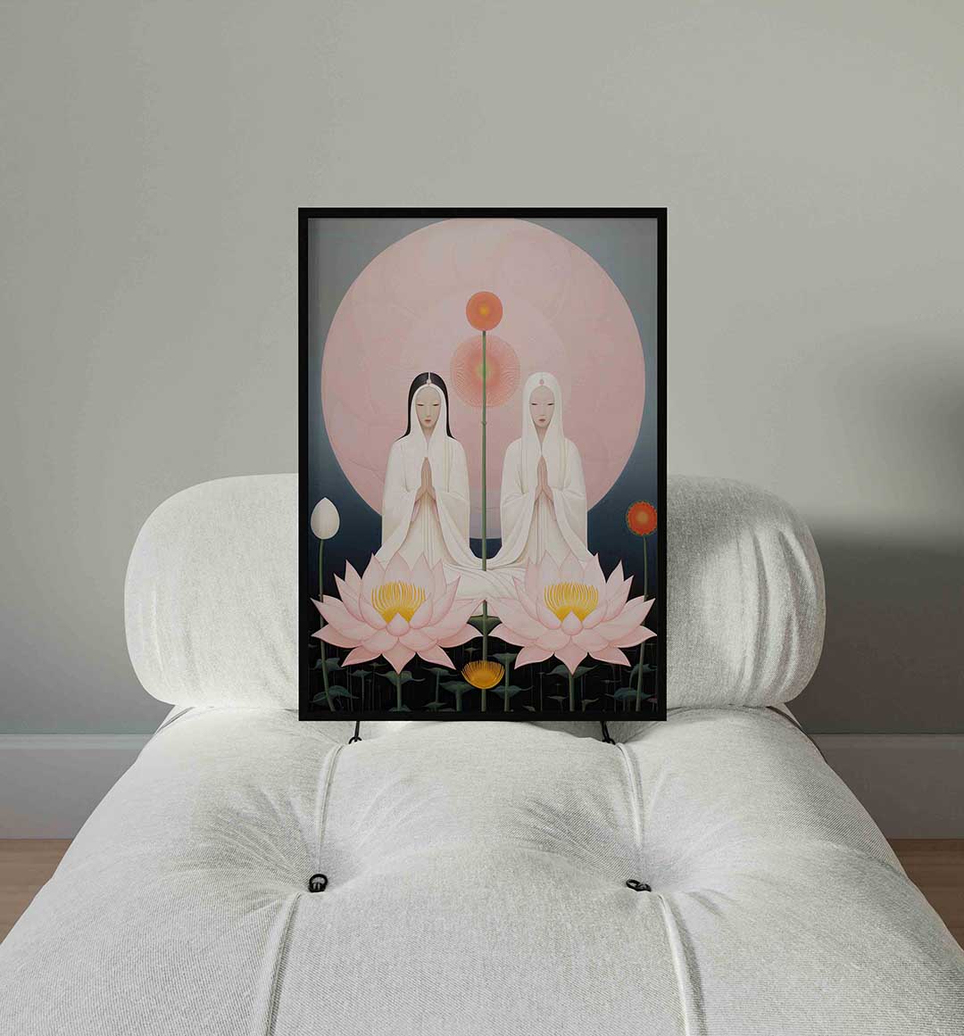 Twee figuren met bloemen Poster