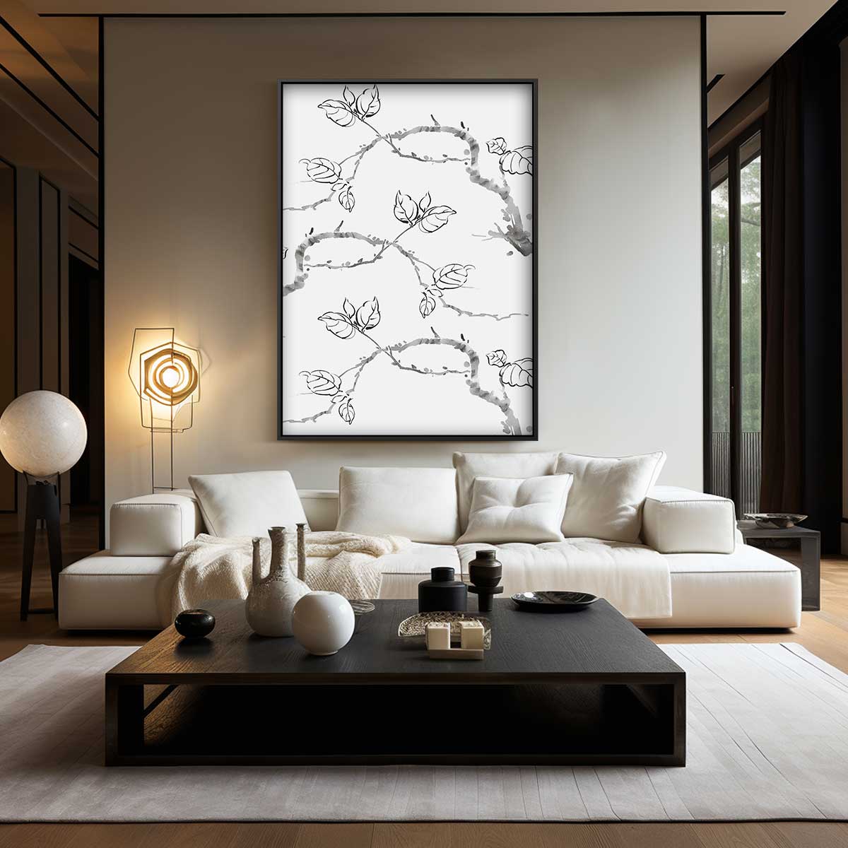 Gracieus Tekeningen van Westerse Populus Kunstwerk-canvas-dibond-plexiglas-wanddecoratie-WallArtistic