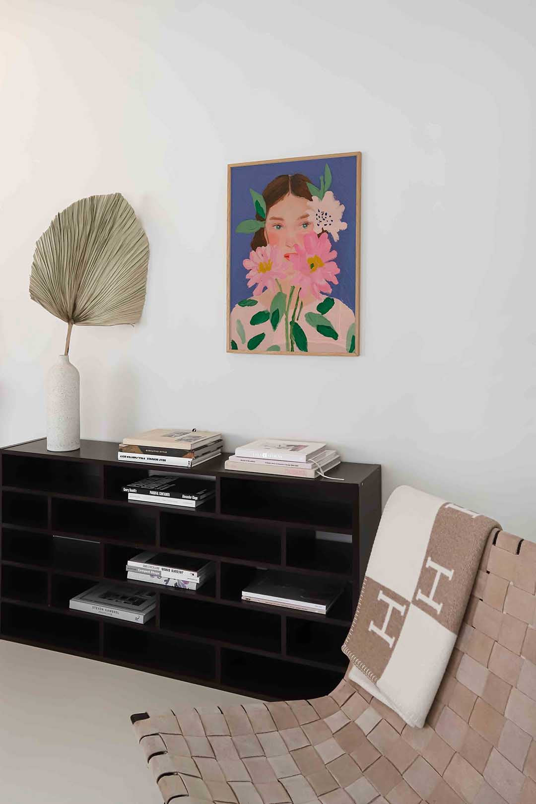 Bloemen en gezicht Poster