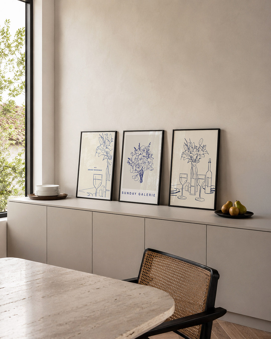Lijnen en bloemen Posterset