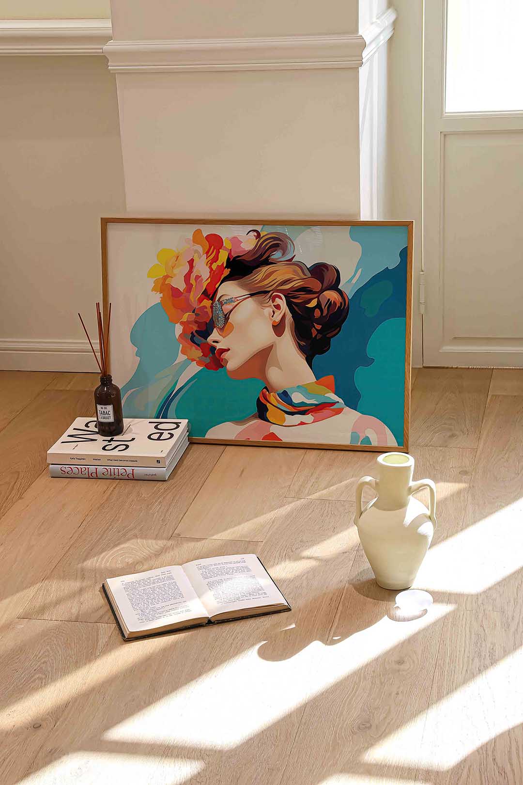 Vrouw met bloemenhoed Poster