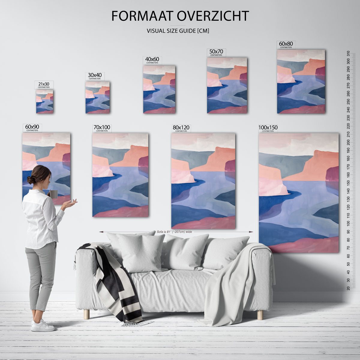 Landschap met blauwe en roze tinten Poster
