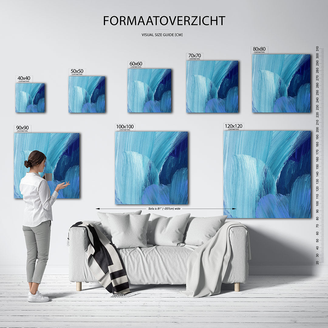 Dynamische blauwtinten Kunstwerk