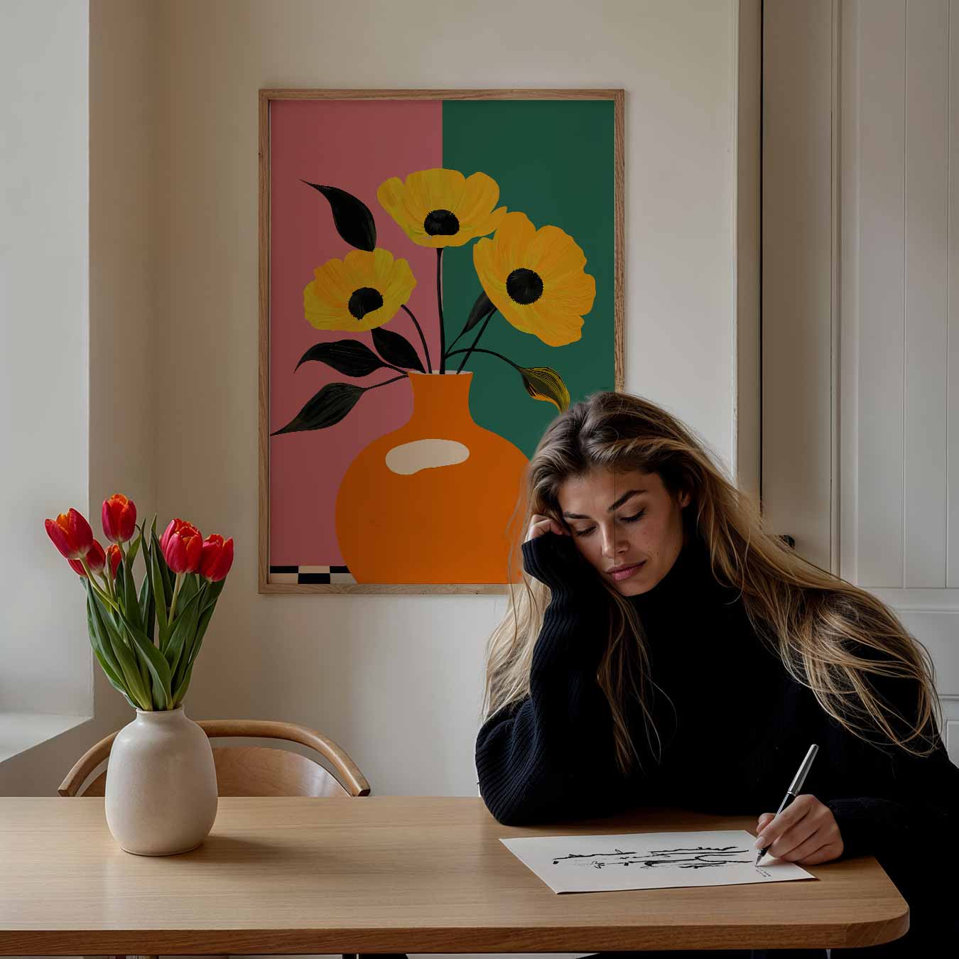 Stijlvolle Bloemenvaas Poster-WallArtistic