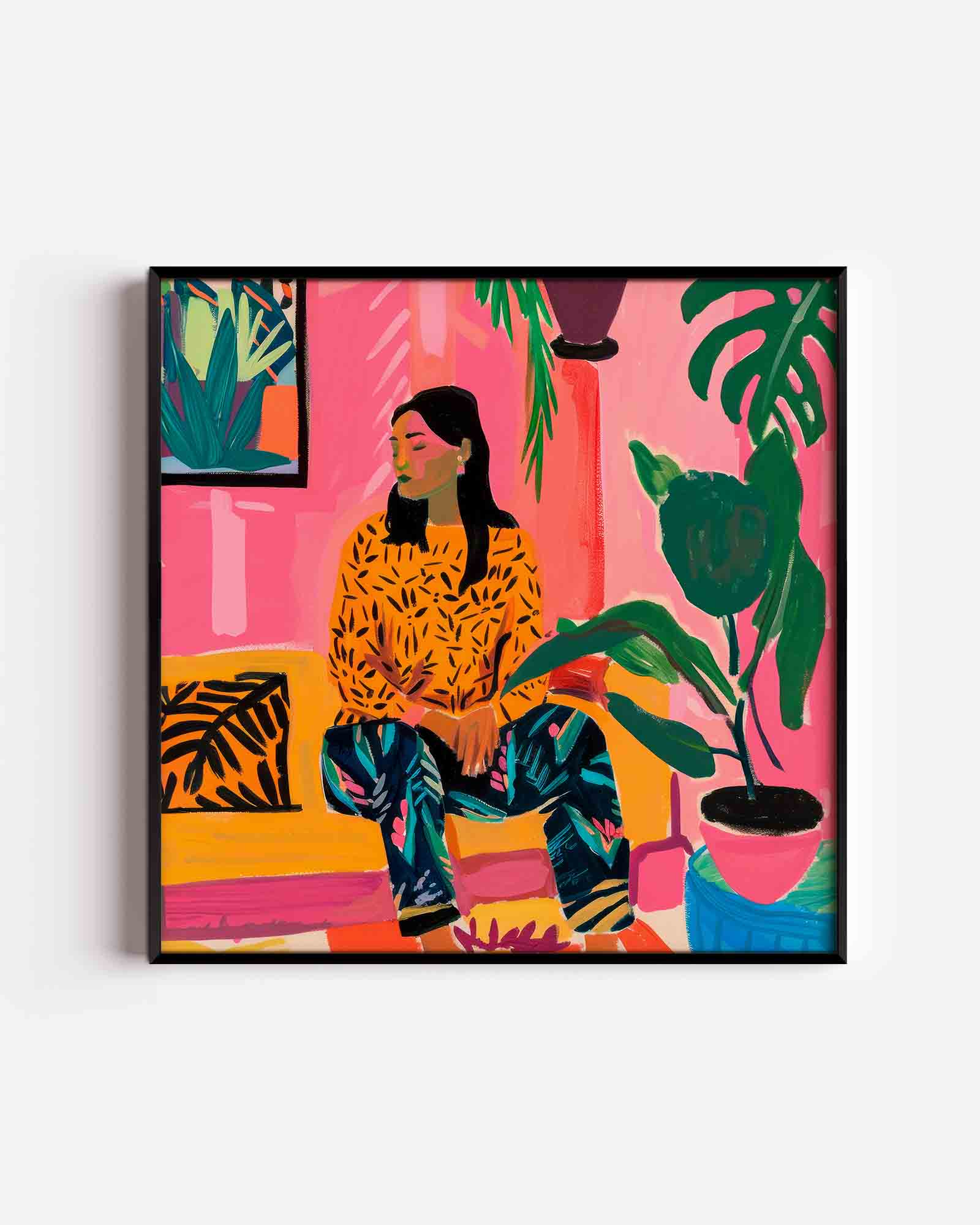 Vrouw op bank Poster