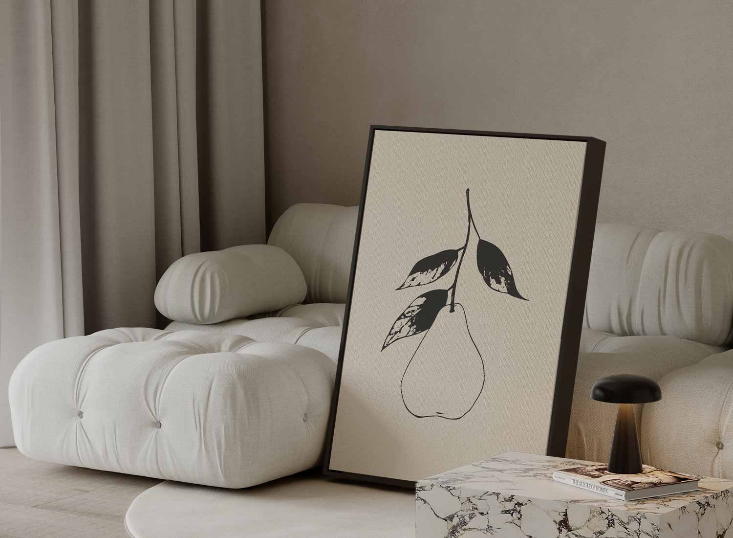 Minimalistische Peer met Bladeren Kunstwerk-canvas-dibond-plexiglas-wanddecoratie-WallArtistic