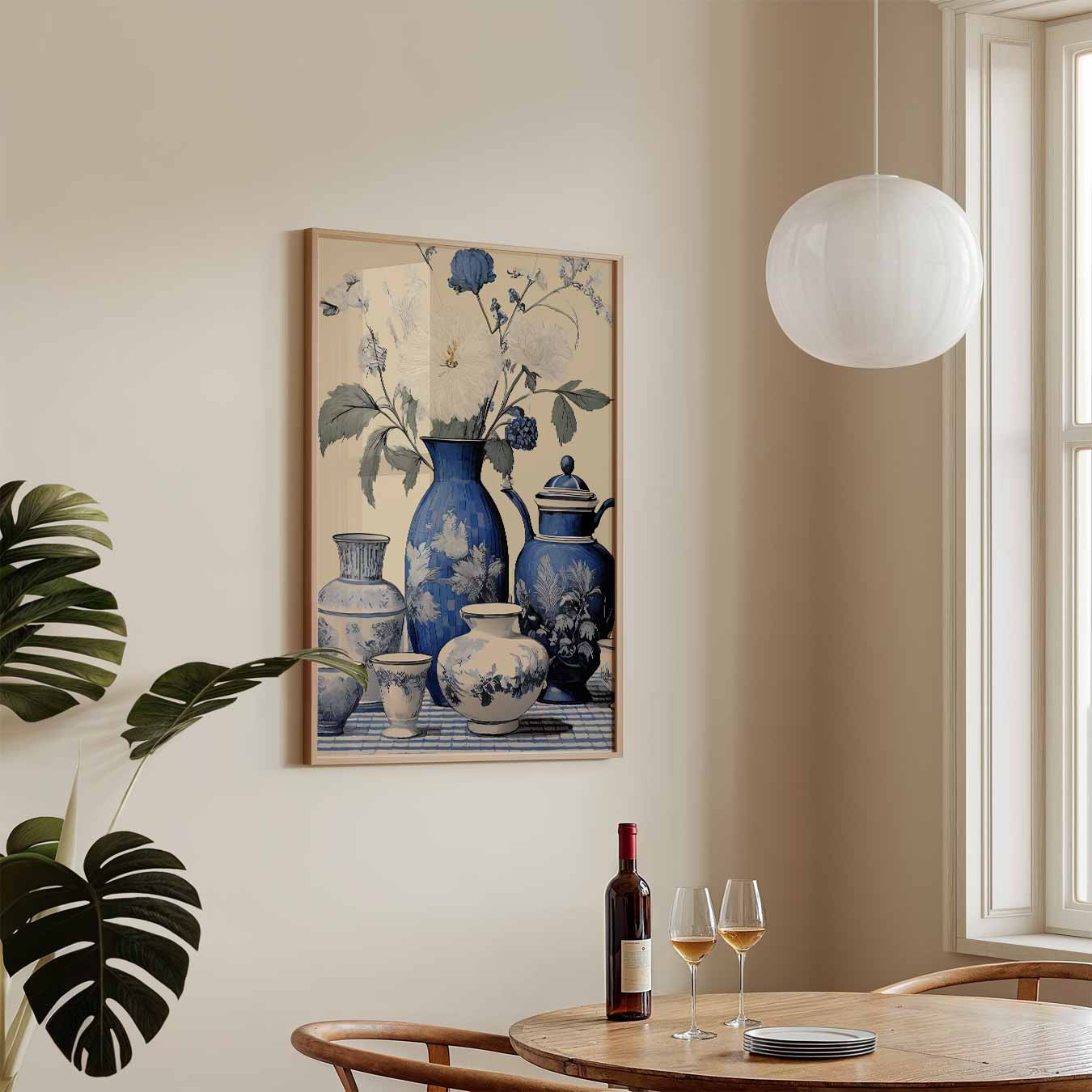 Tijdloze Bloemenpracht in Blauw Poster-WallArtistic