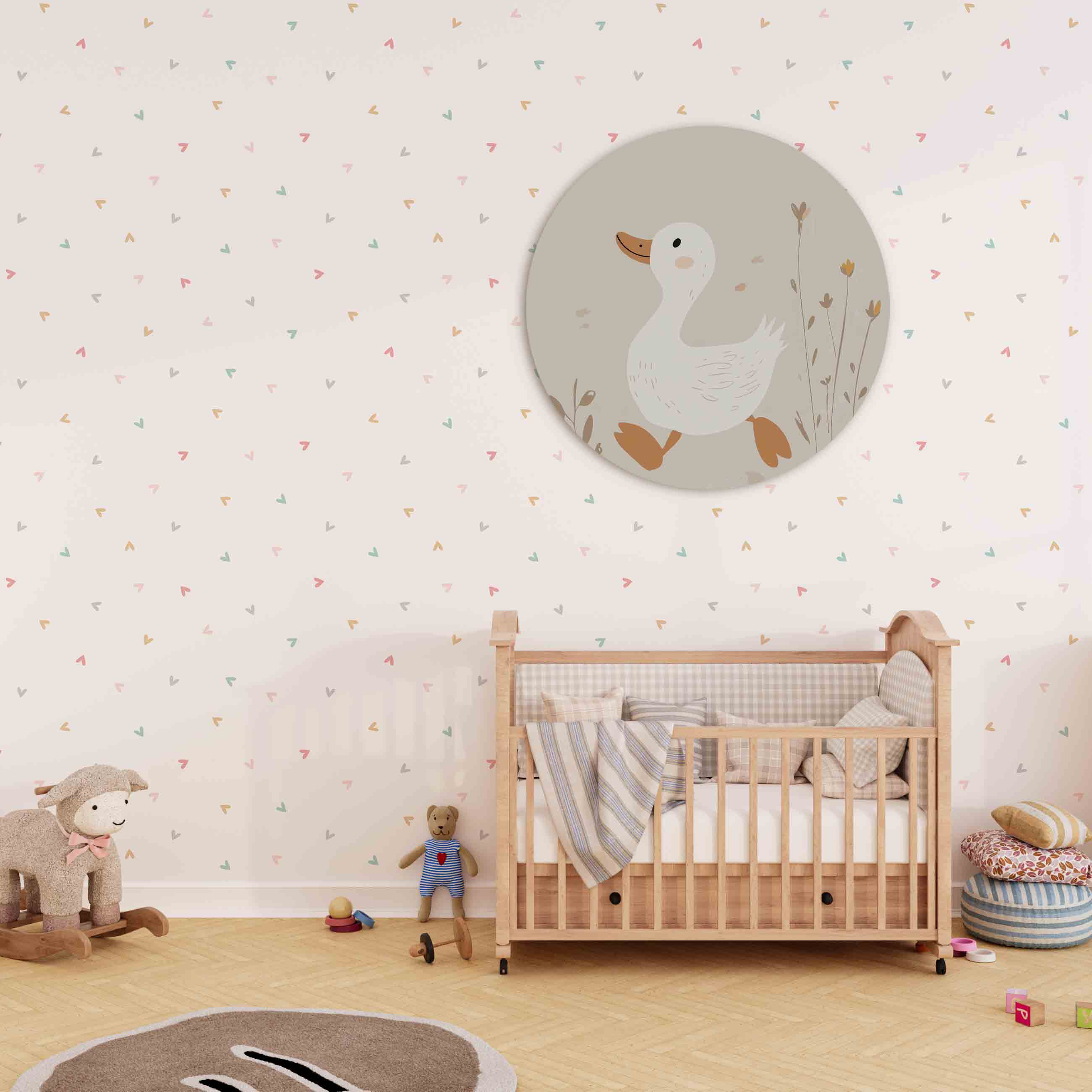 Eend met bloemen Muurcirkel