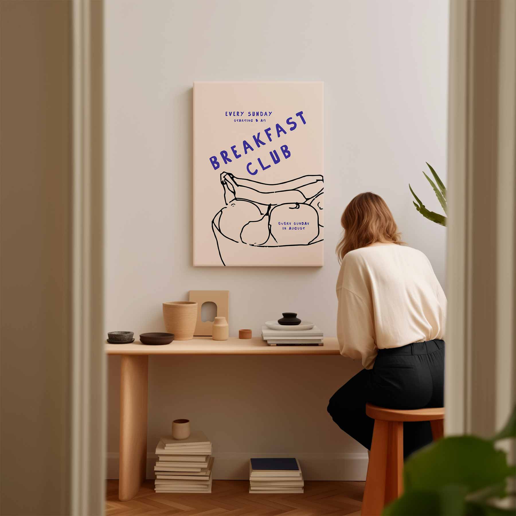 Breakfast Club Illustratie Kunstwerk-canvas-dibond-plexiglas-wanddecoratie-WallArtistic