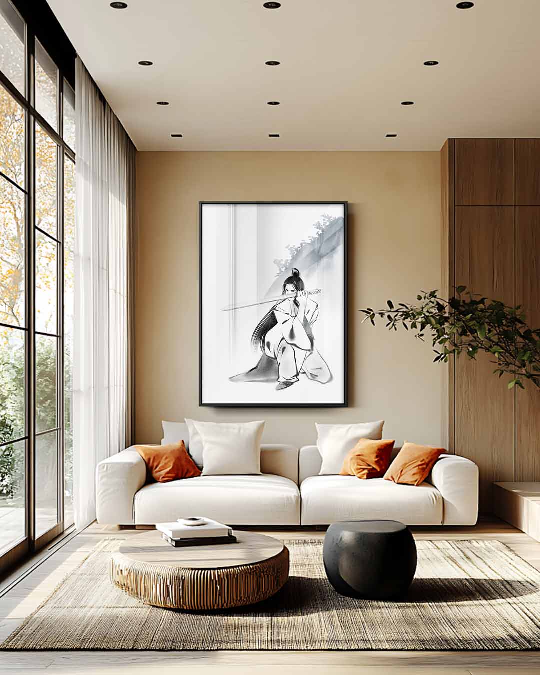 Krijger in Inkt Kunstwerk-canvas-dibond-plexiglas-wanddecoratie-WallArtistic