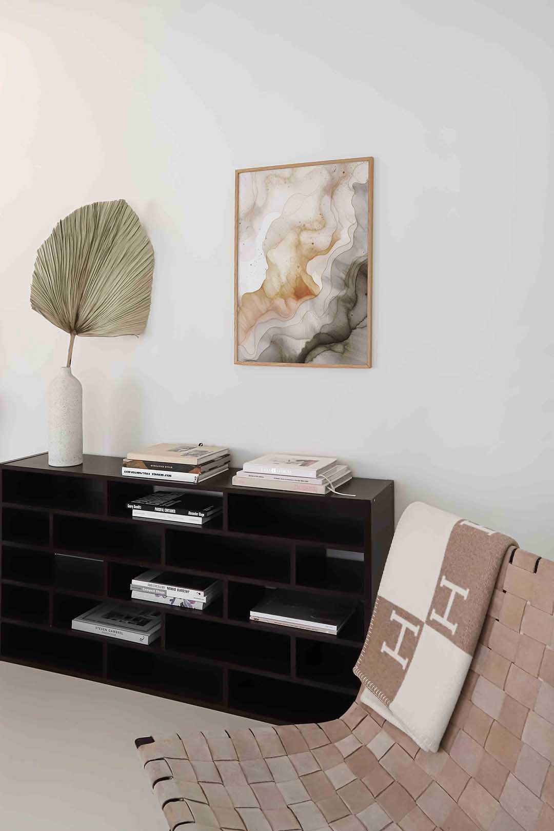 Abstracte beige en grijze vormen Poster