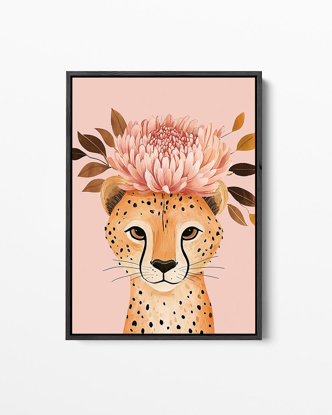 Dromerige cheetah bloemen Kunstwerk