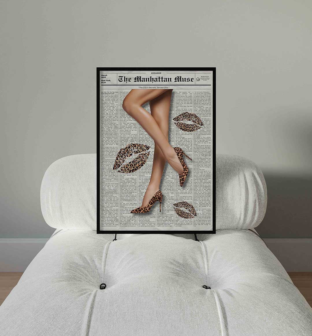 Luipaardprint lippen en benen Poster