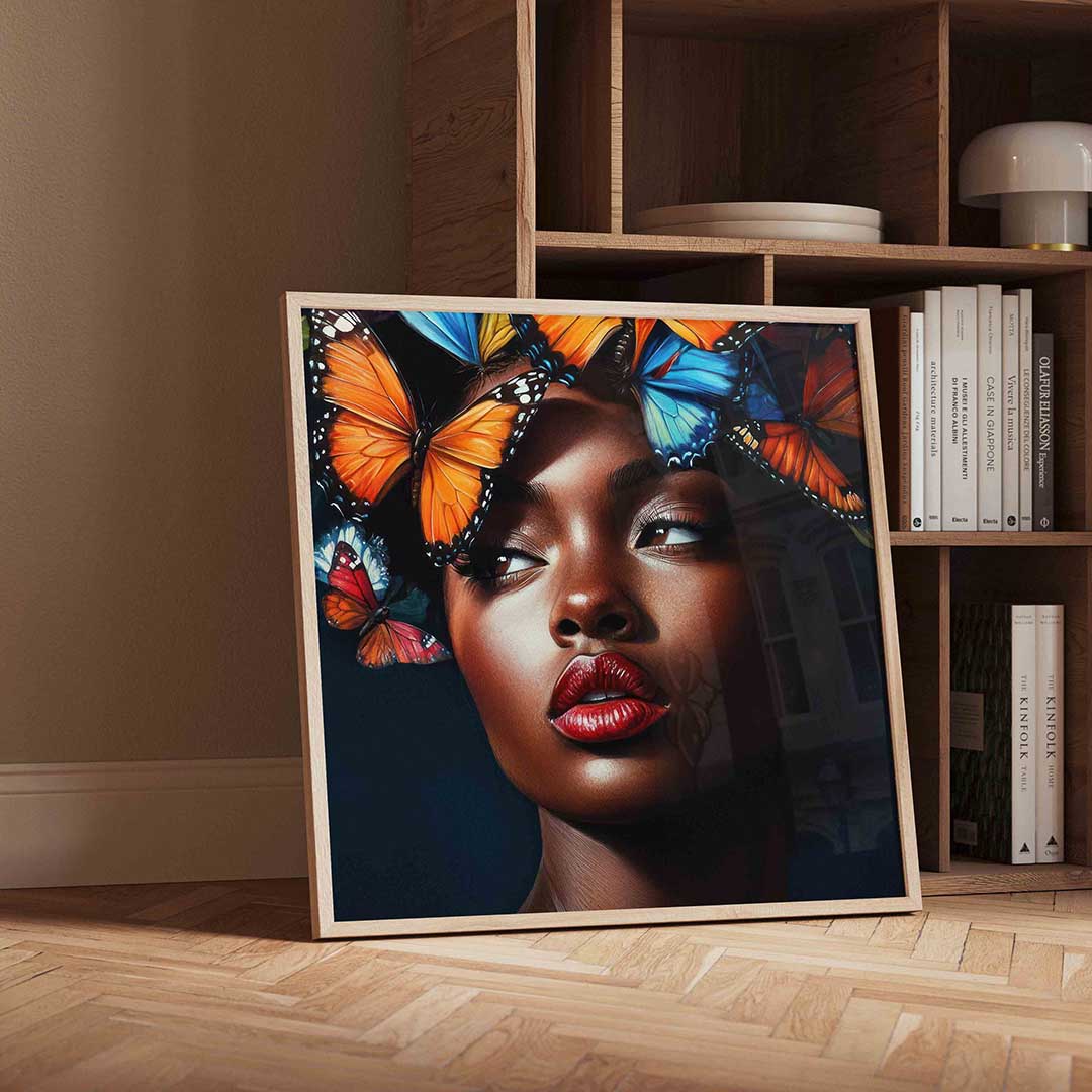 Vlinders en vrouw Poster
