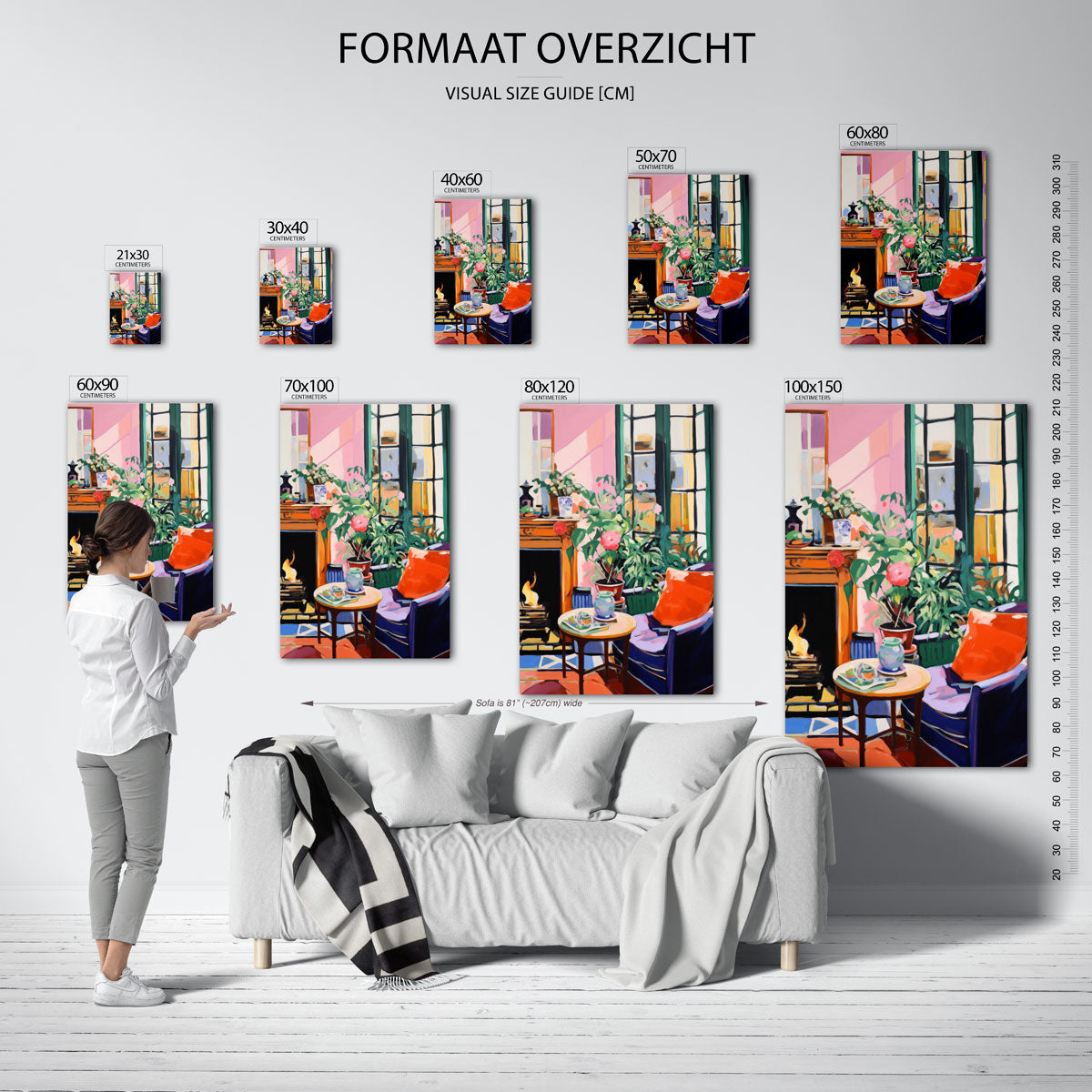 Interieur met open haard Poster