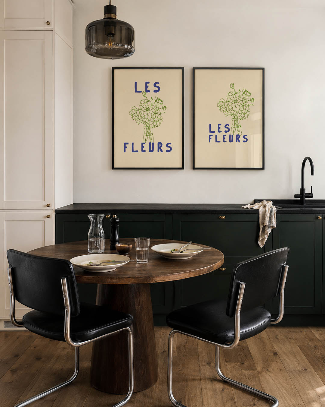 Bloemrijke lijnenspel Posterset