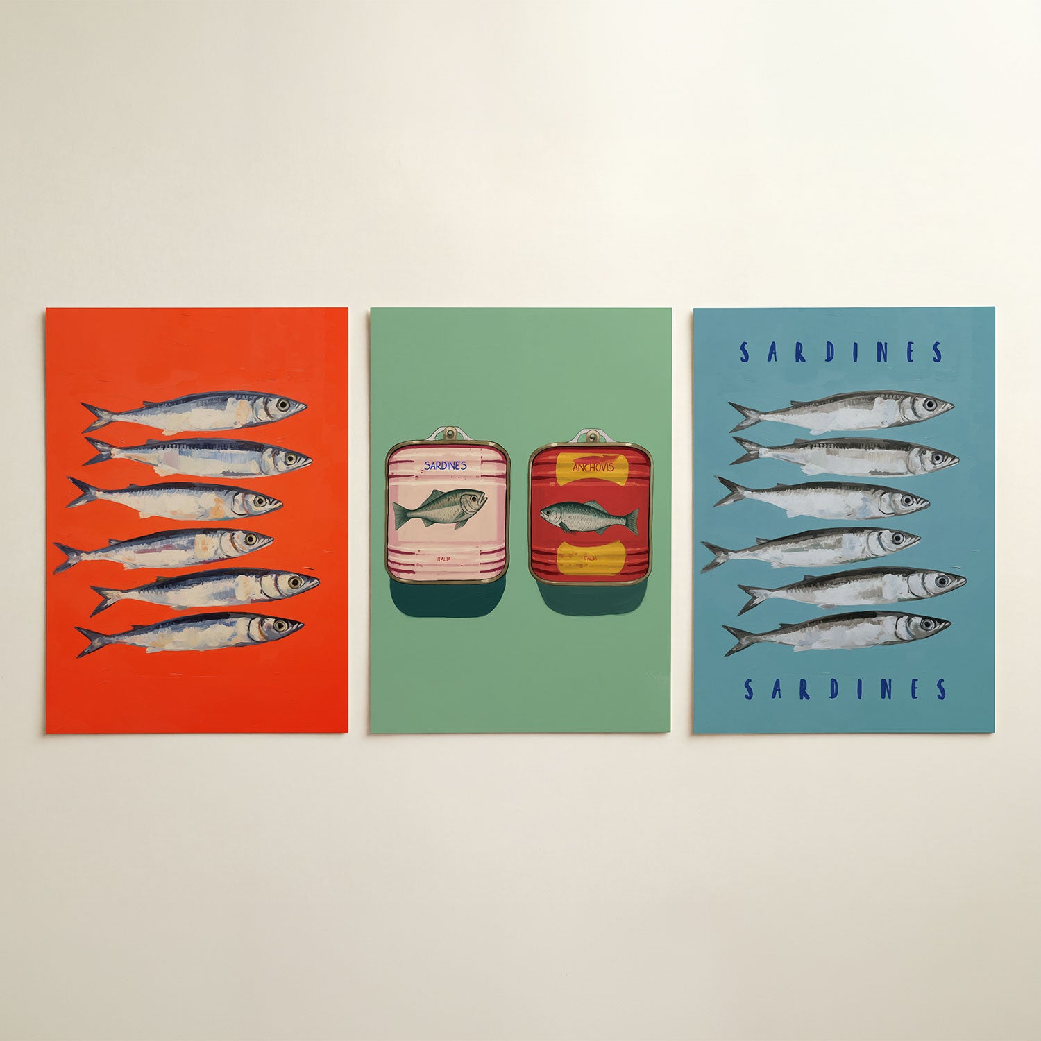 Vissen op rood Posterset