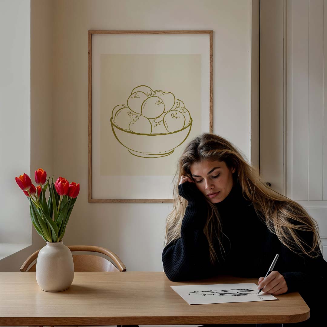 Stijlvolle Appel Illustratie Poster-WallArtistic
