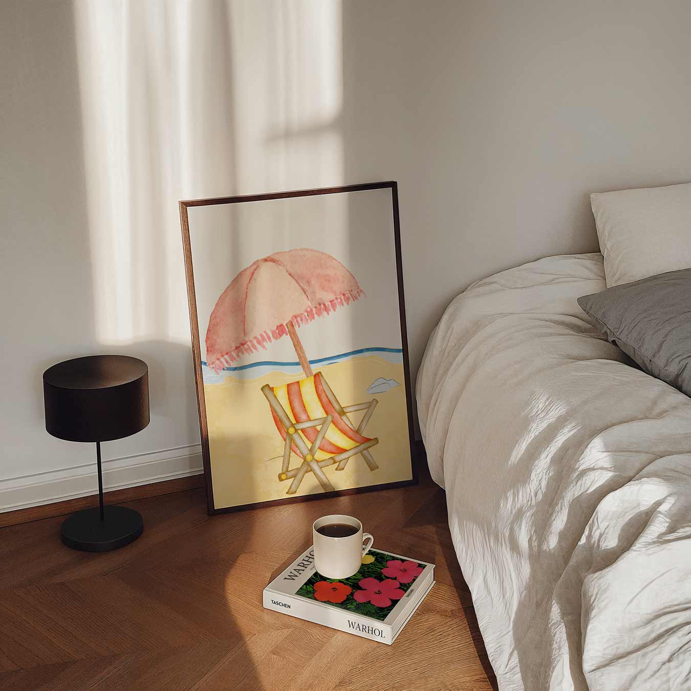 Strandstoel met Parasol Poster-WallArtistic