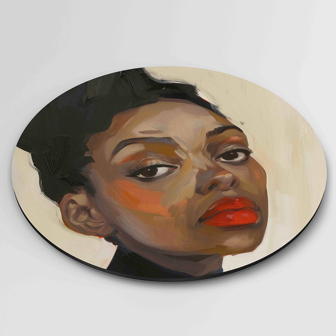 Portret met rode lippen Muurcirkel