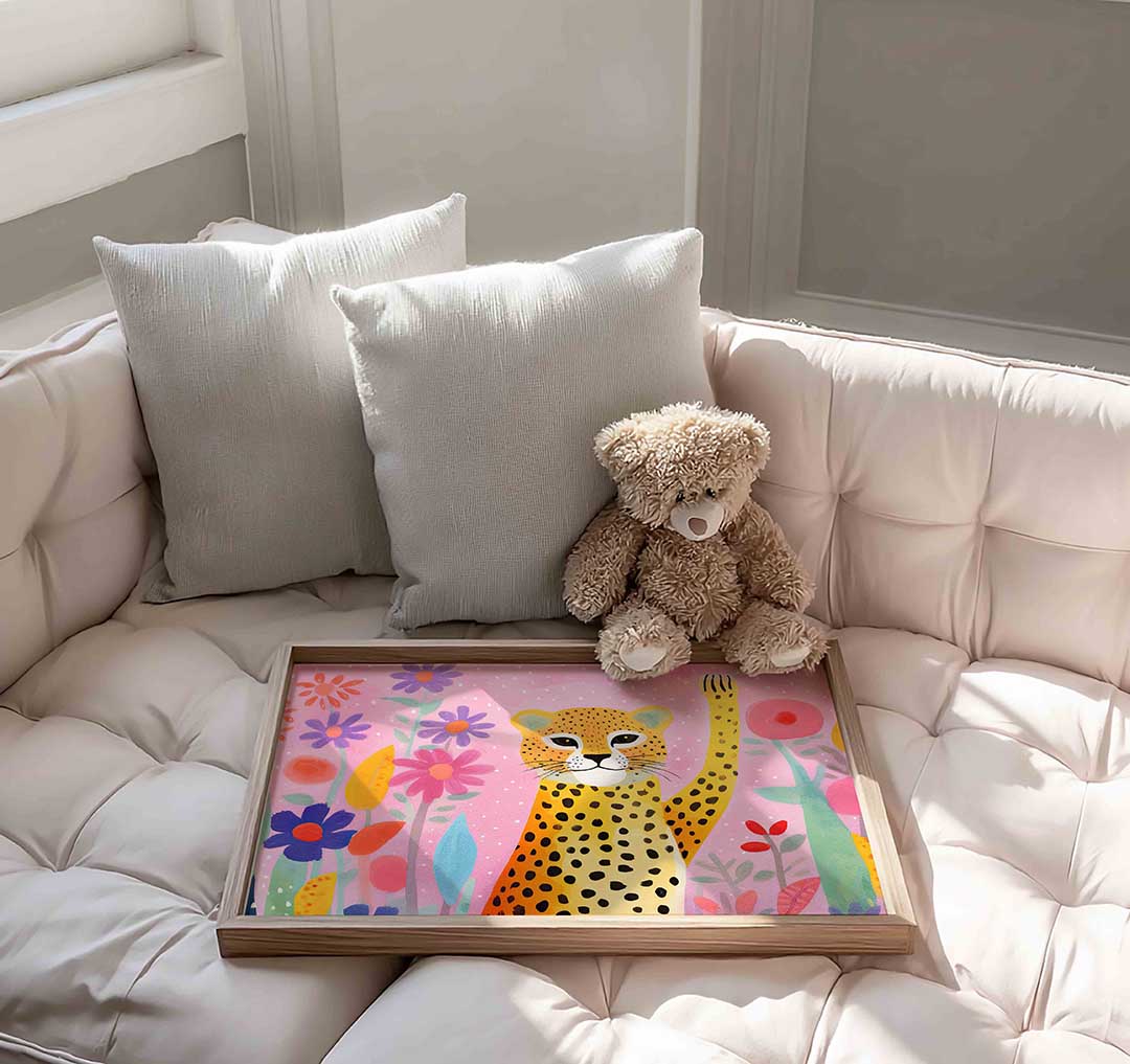 Luipaard en bloemen Poster