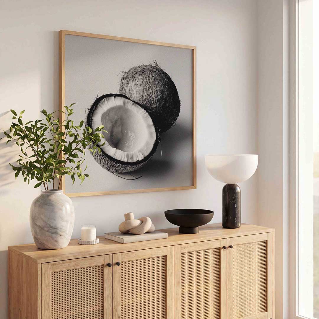 Kokosnoot zwart wit Poster