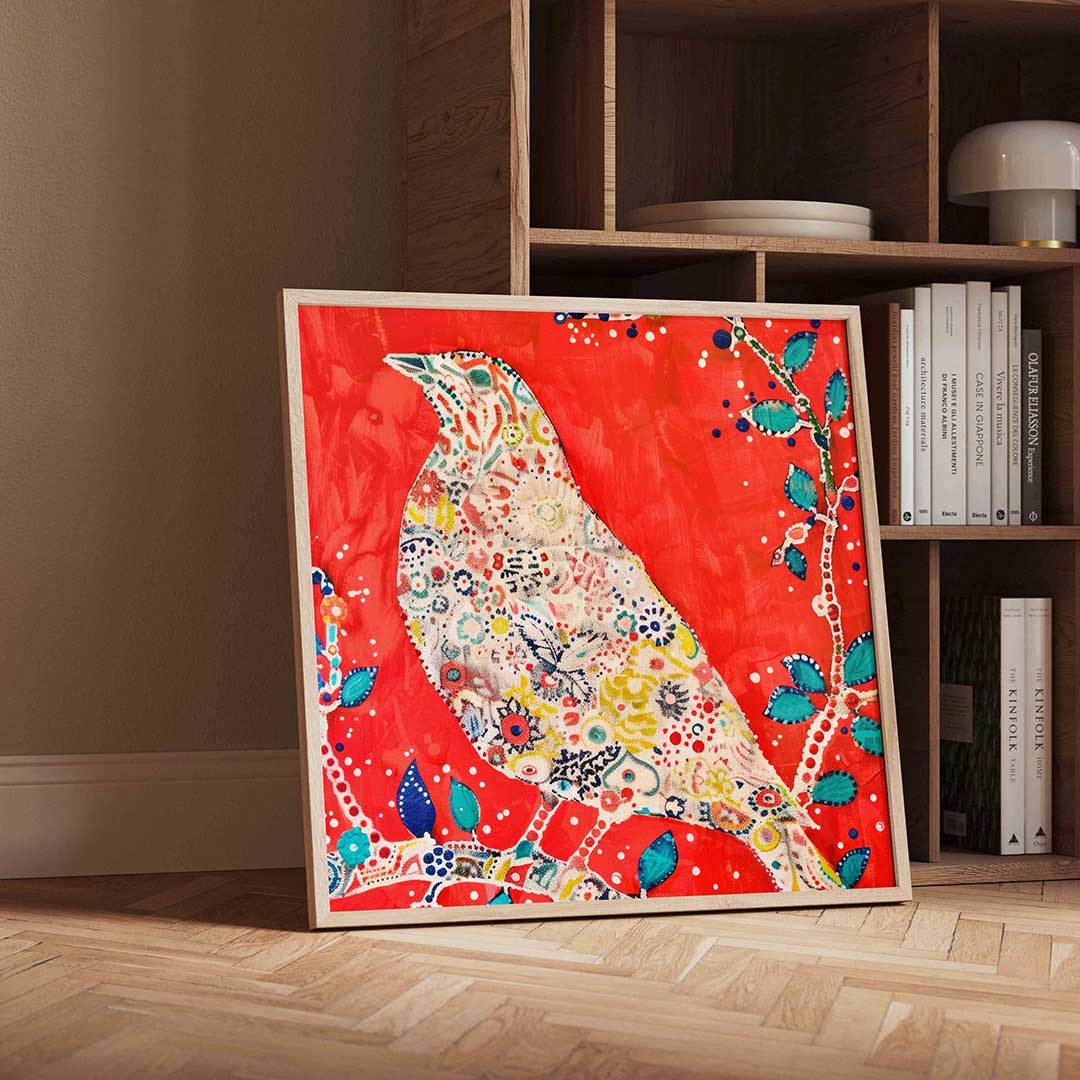 Vogel en bladeren Poster