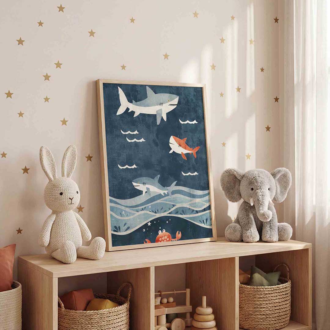 Haaien en krab Poster