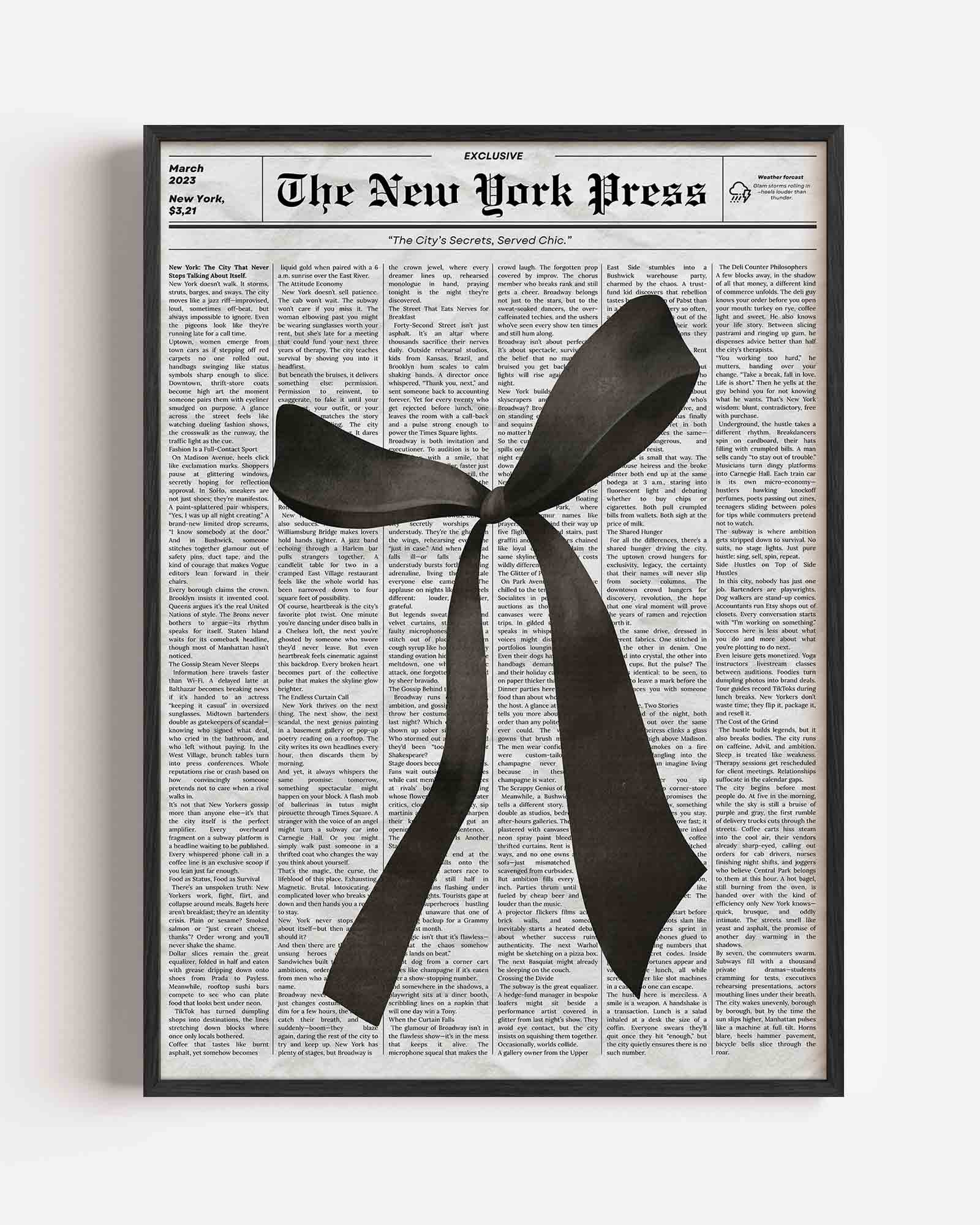 Krant met zwarte strik Poster