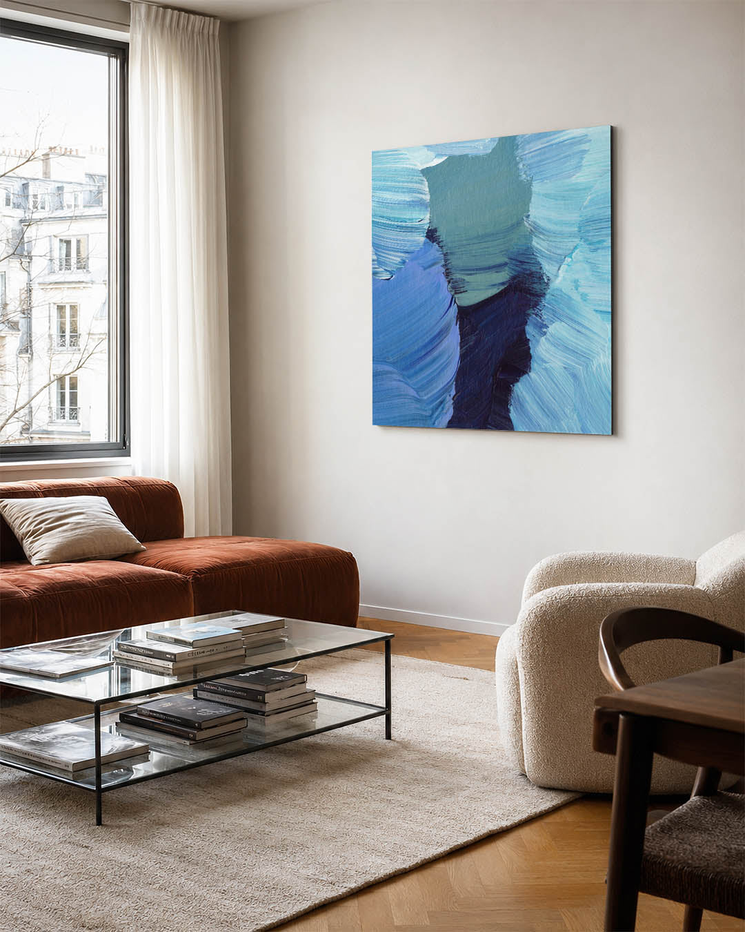 Dynamische blauwtinten Kunstwerk