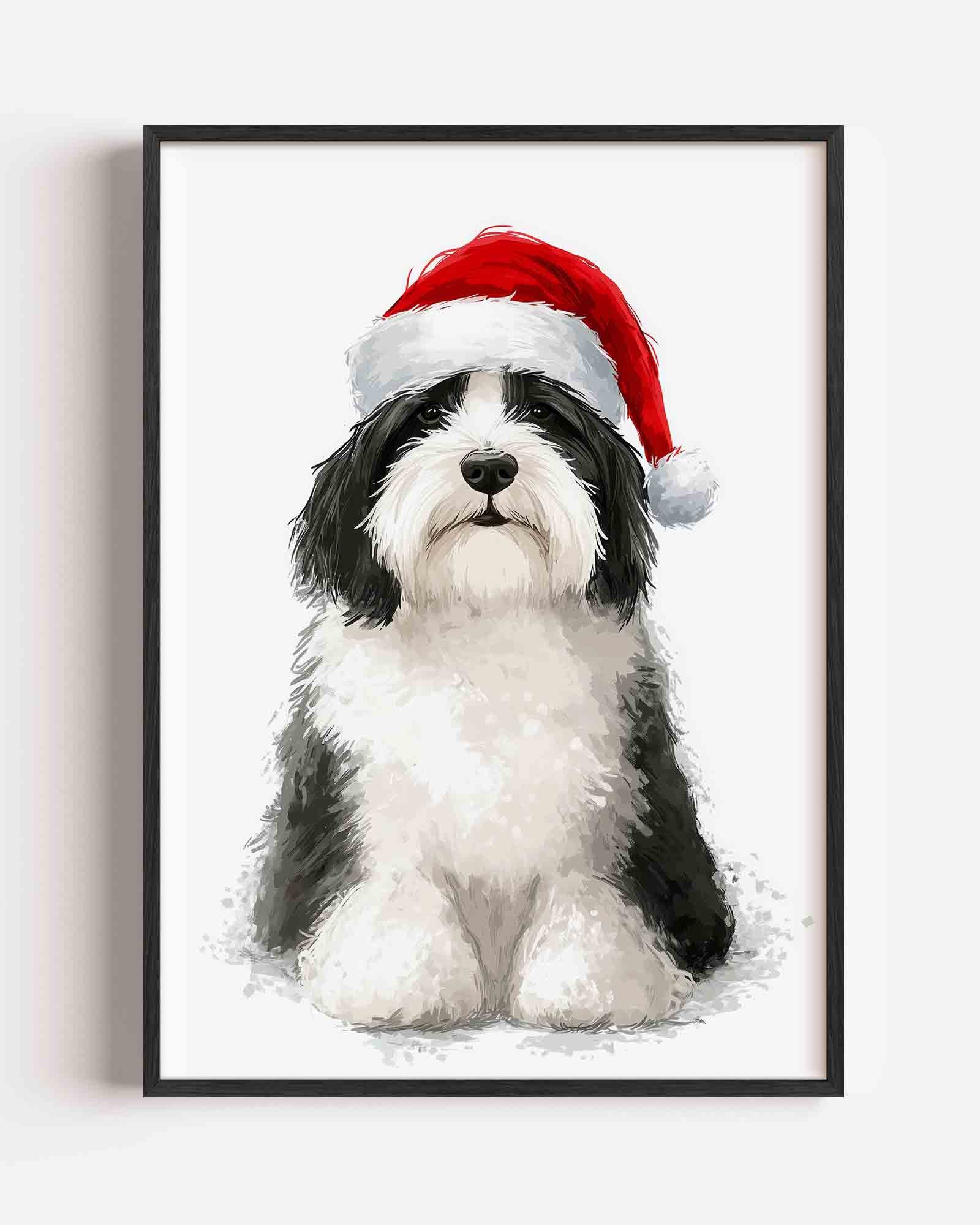 Hond met kerstmuts Poster