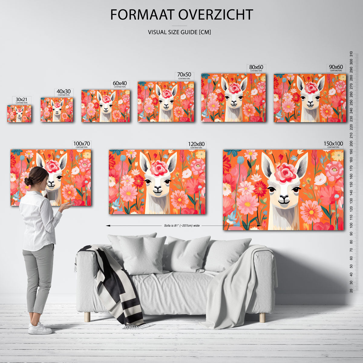 Lama en bloemen Poster
