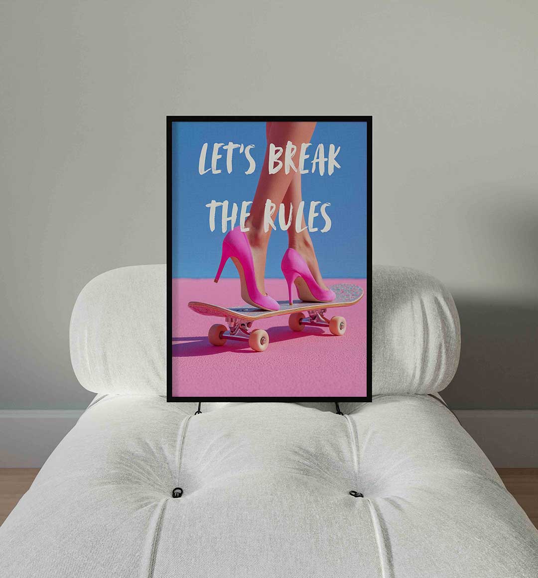 Skateboard en hakken Poster
