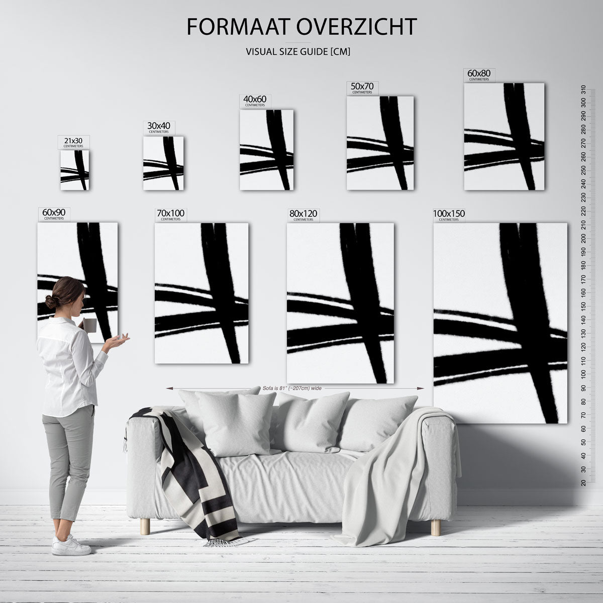 Zwarte lijnen Poster