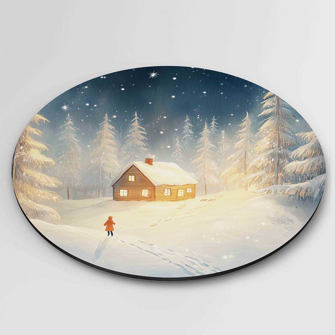 Sneeuwlandschap met huis Muurcirkel