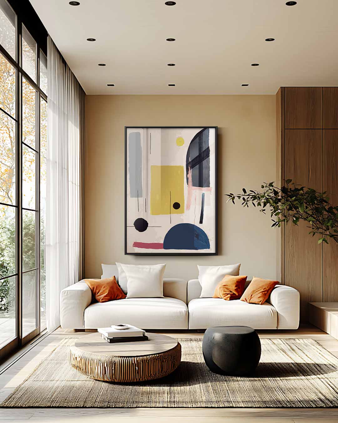Kleurrijke Abstracte Compositie Kunstwerk-canvas-dibond-plexiglas-wanddecoratie-WallArtistic