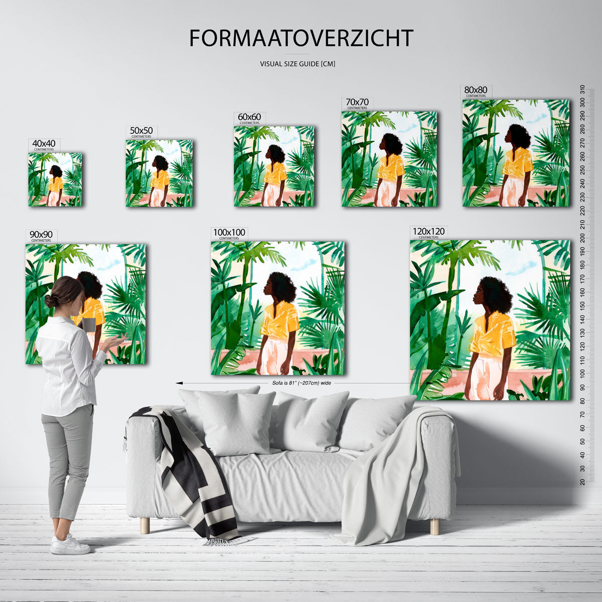 Vrouw tussen groene bladeren Poster
