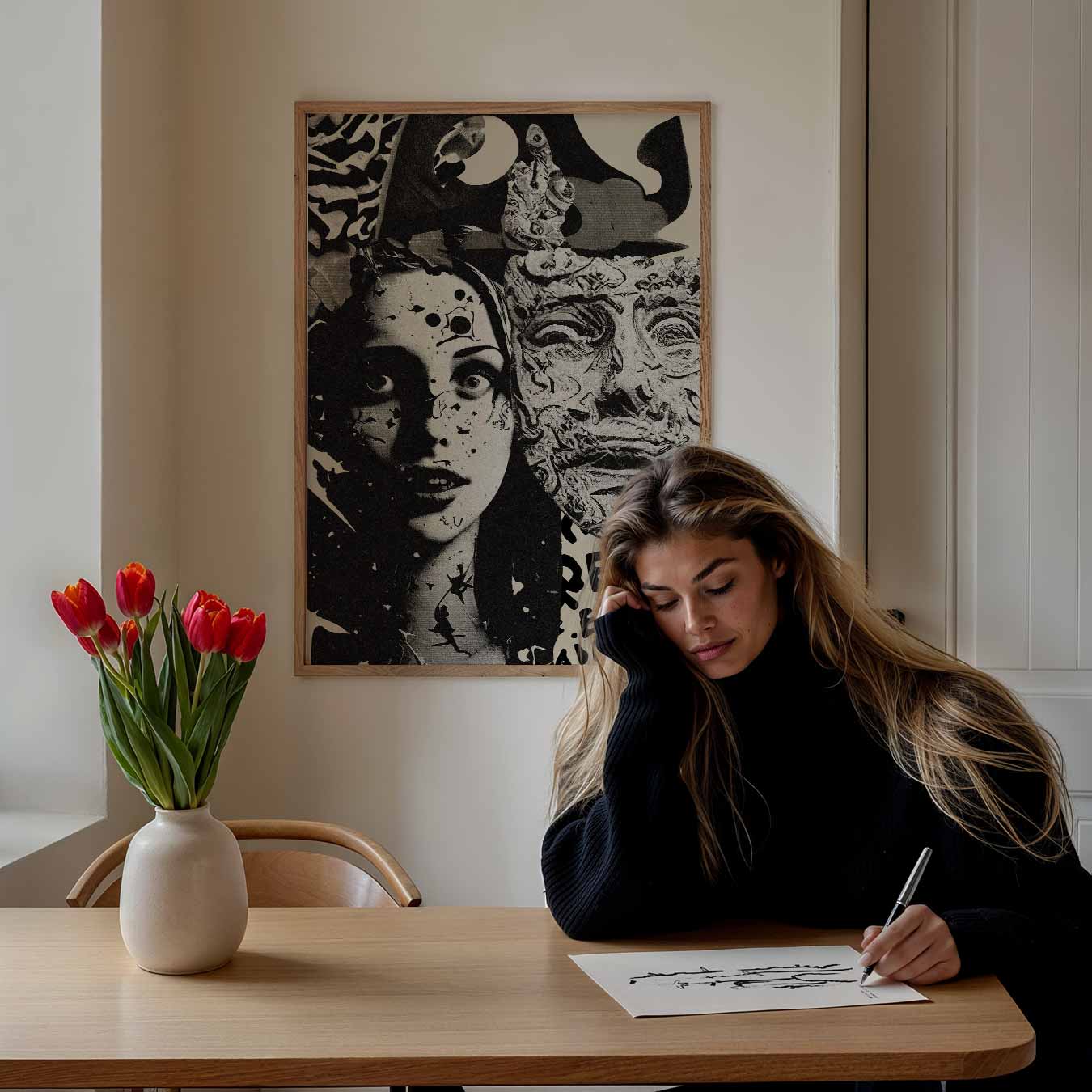 Collage in zwart-wit Poster-WallArtistic