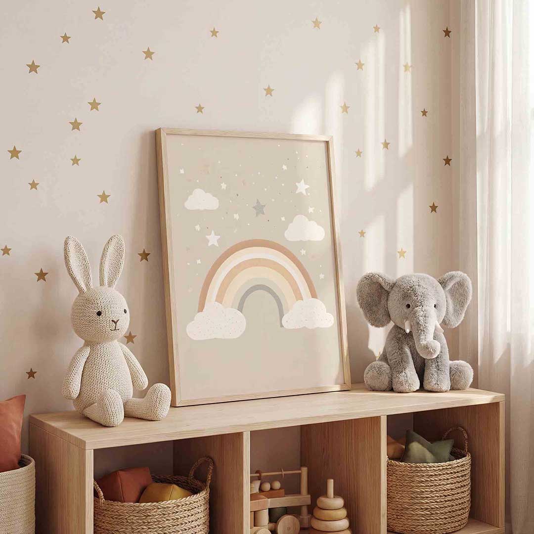 Regenboog en sterren Poster