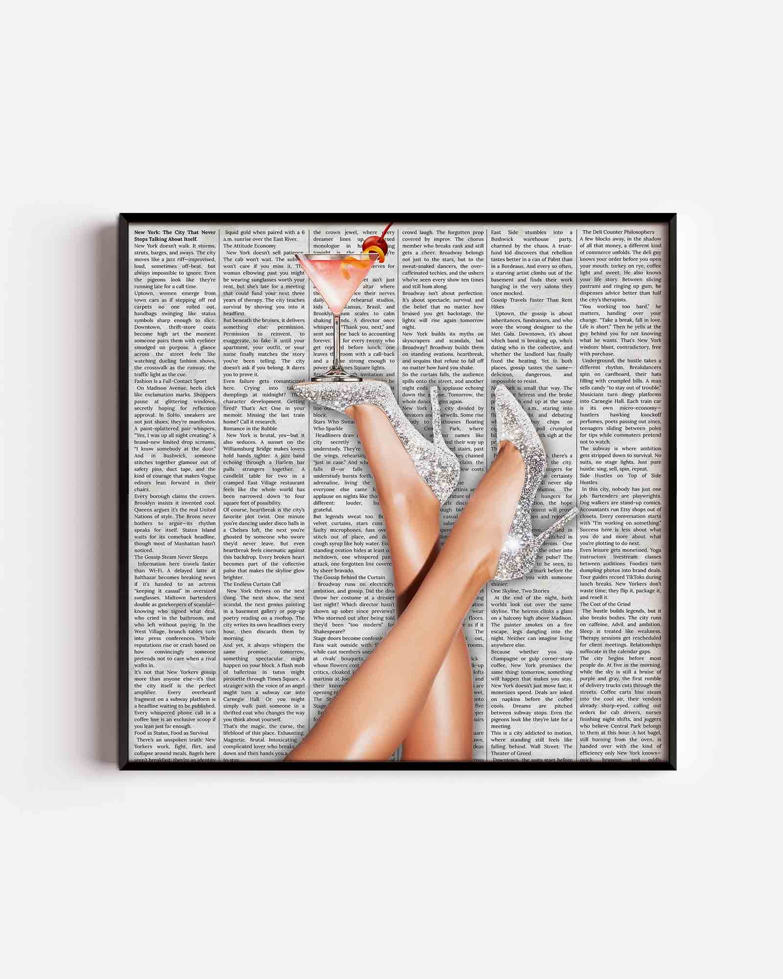 Glinsterende hakken en cocktail Poster