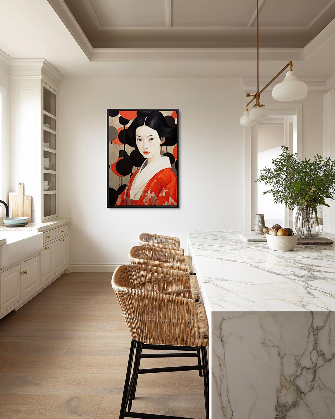 Vrouw in rood Kunstwerk