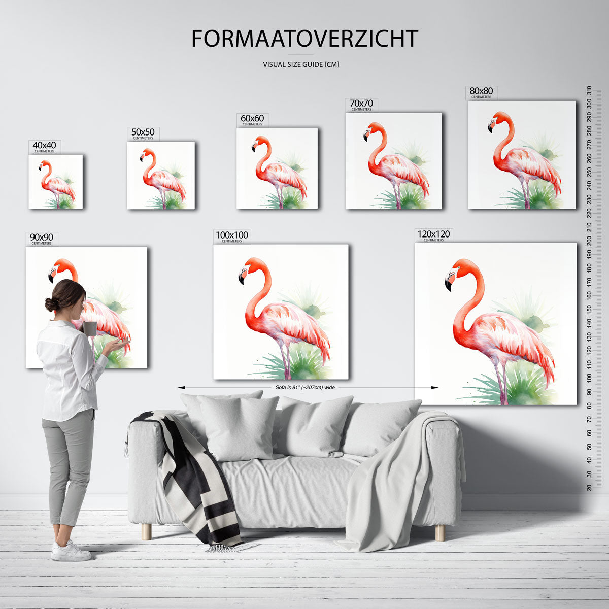 Flamingo met groene accenten Poster