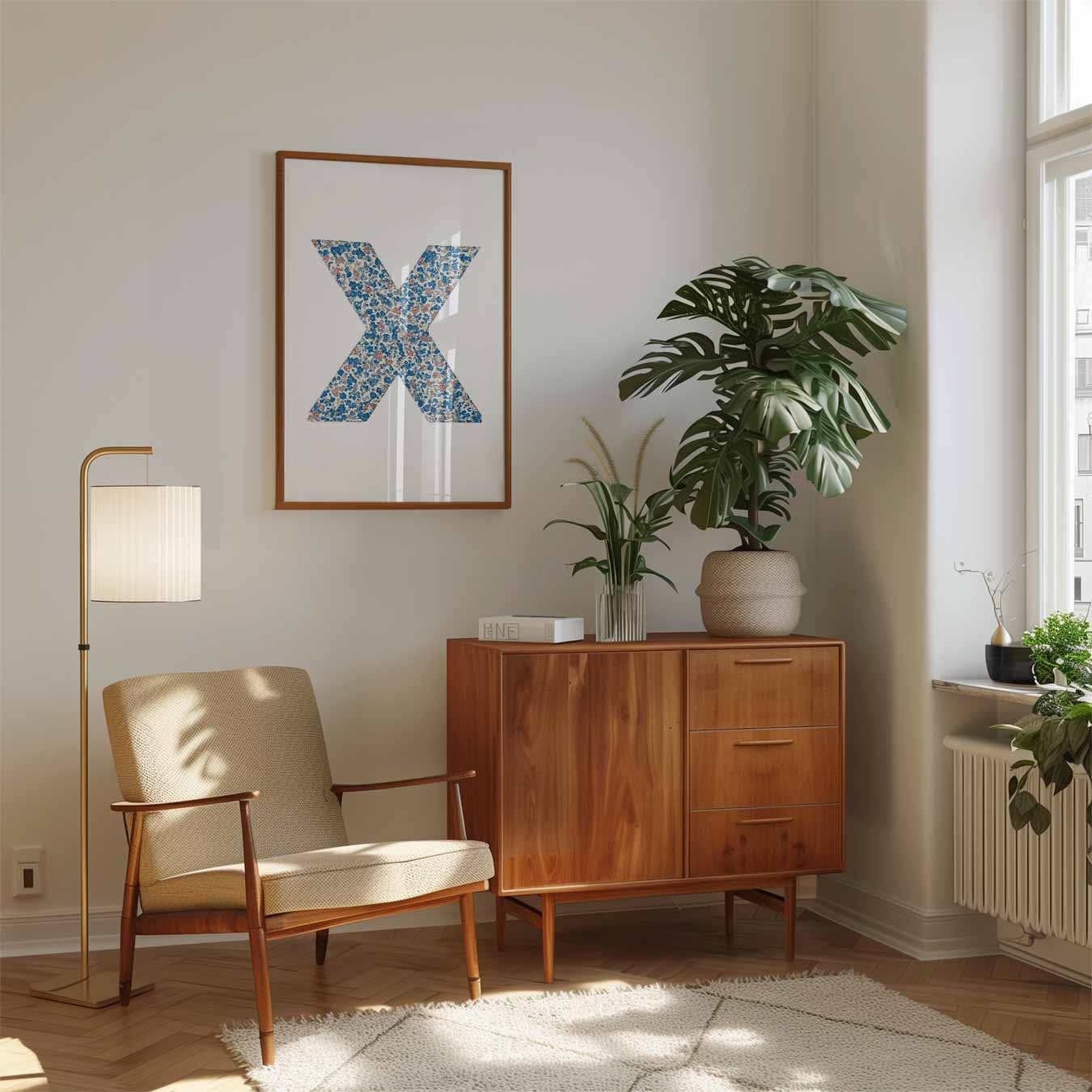 Bloemenletterposter X Poster-WallArtistic