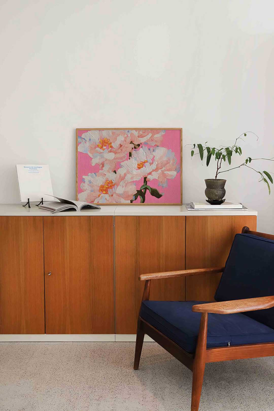 Bloemen op roze Poster