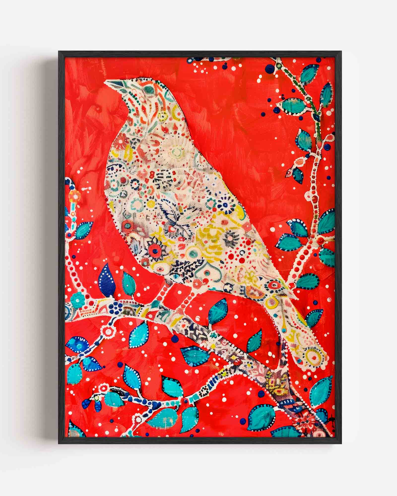 Vogel met bloemenpatroon Poster