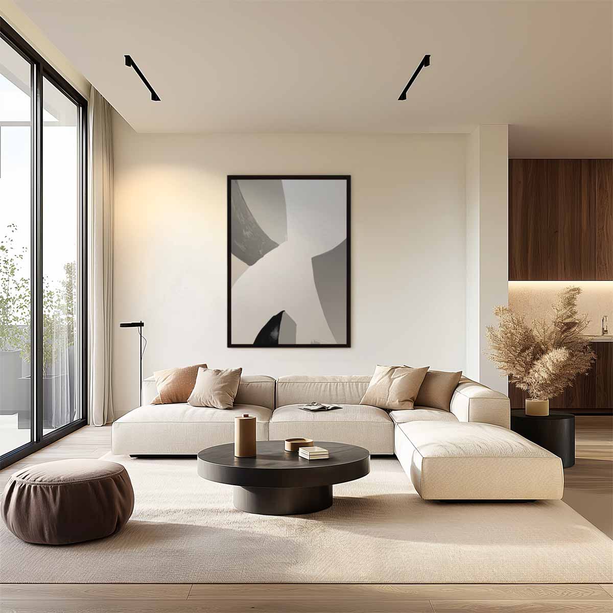 Stijlvolle Abstractie in Neutrale Tint Kunstwerk-canvas-dibond-plexiglas-wanddecoratie-WallArtistic