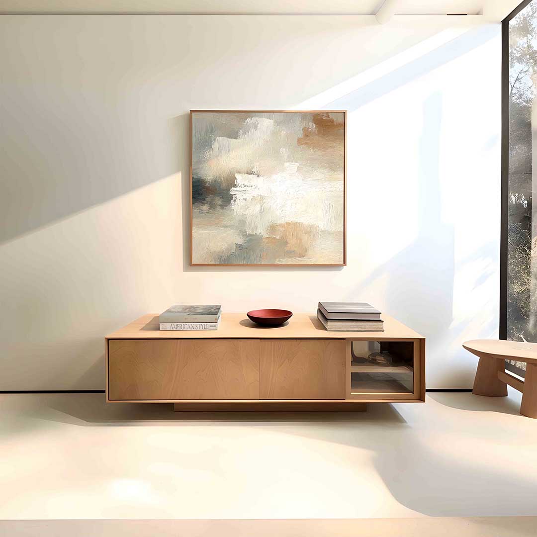 Abstracte beige en grijze Poster
