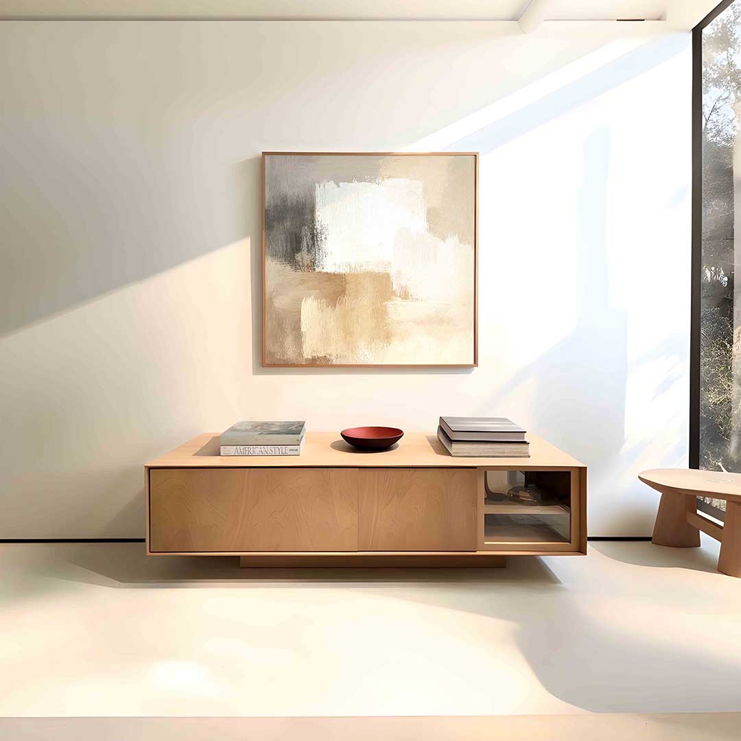 Abstracte beige en grijze Poster